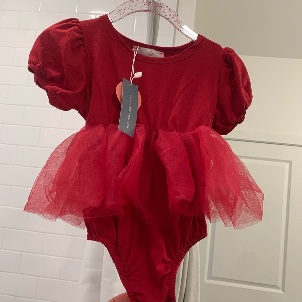 Stunning Baileys Blossom beautiful wine romper with tulle- NWT